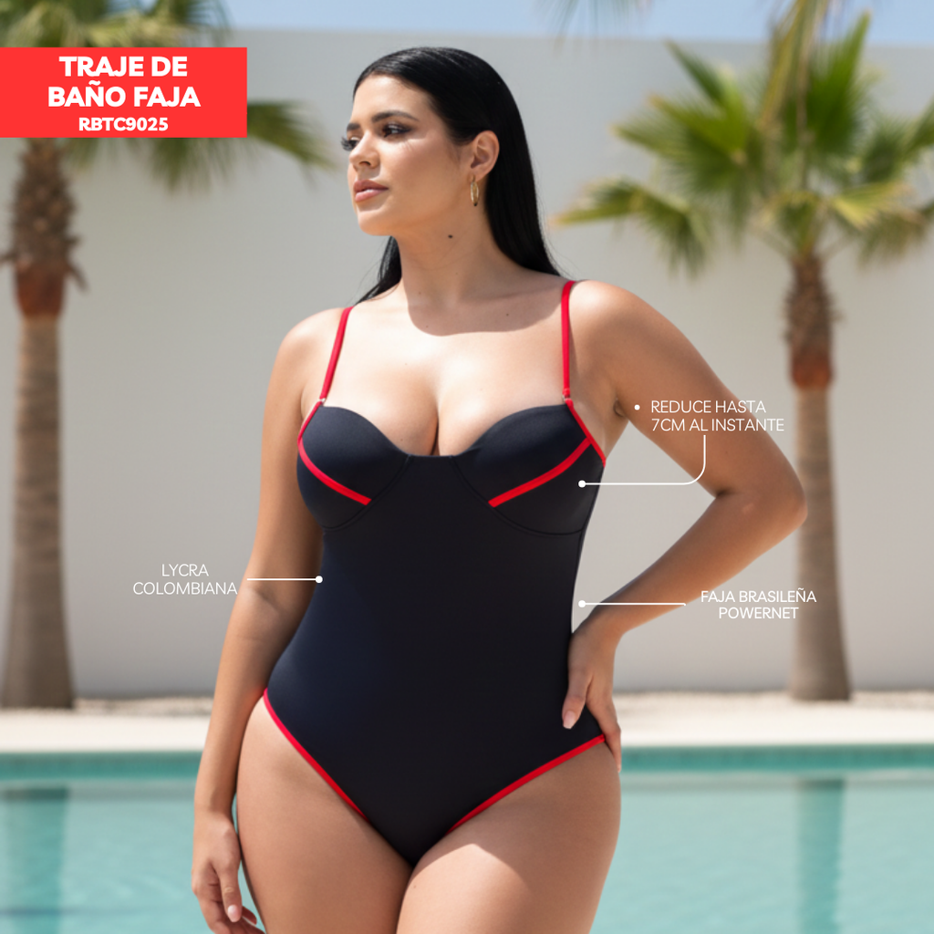 VESTIDO DE BAÑO CON FAJA CASUAL RBTC9025 (BIKINI)